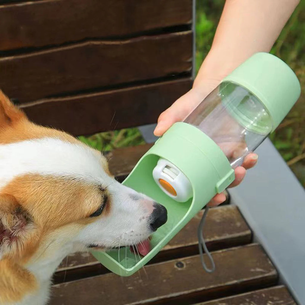 PETS TIDY Portable Dog & Cat Water Bottle with Food Storage — Leak-Proof Travel Feeder