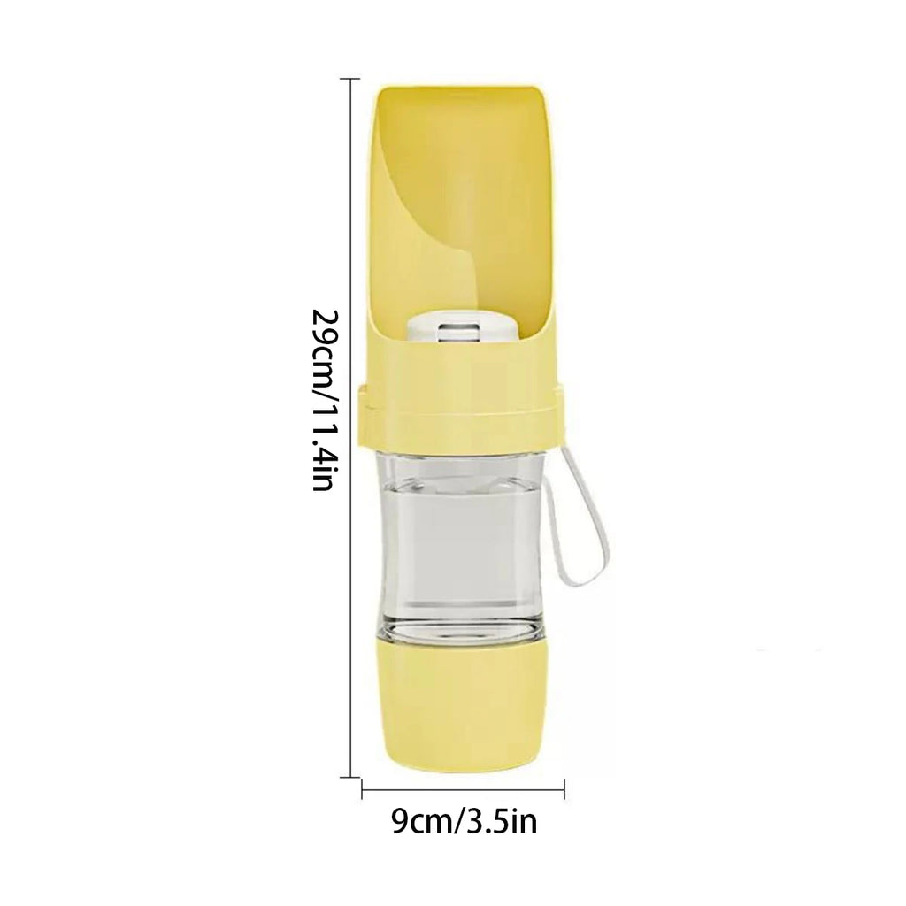 PETS TIDY Portable Dog & Cat Water Bottle with Food Storage — Leak-Proof Travel Feeder